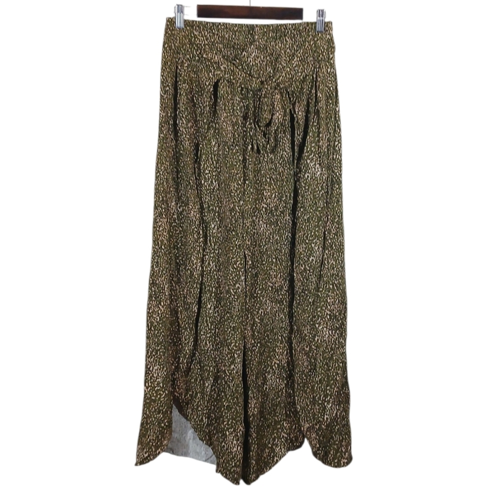Kori Green Speckled Palazzo Open Leg Pants